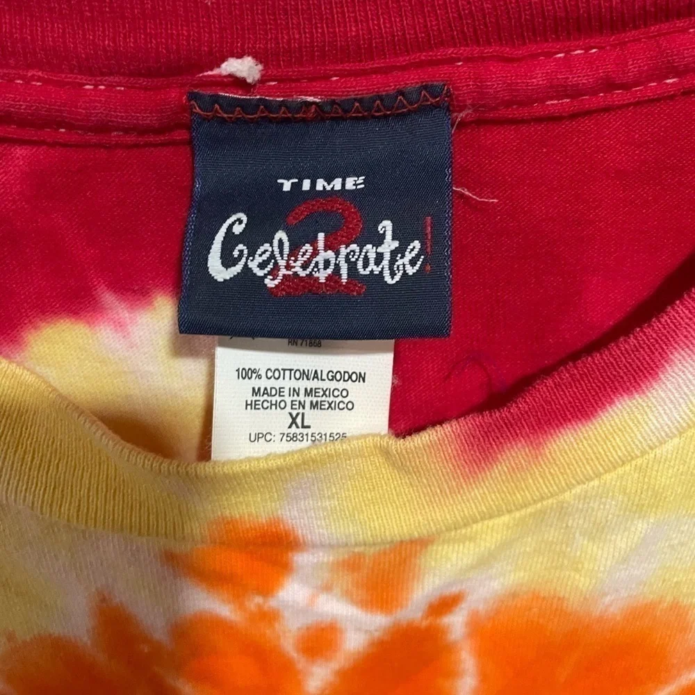 TIME 2 CELEBRATE Dynomite spiral tie dye short sleeve T-shirt size XL - Picture 2 of 5